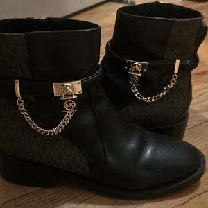 Michael Kors Black and Gold Women's Ankle Boots